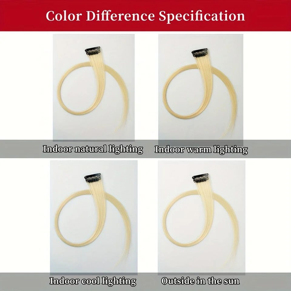 Set de 5 piezas de extensiones de cabello sintético lacio con clip para mujer, fiesta de Halloween, Navidad, cosplay 4