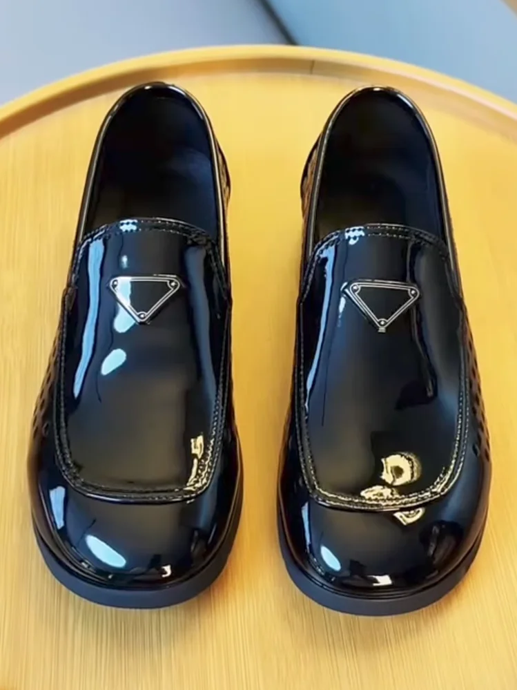 

High Quality Casual Leather Men's Shoes Comfortable Fashionable Youth Trend round Toe Flat Heel Wear Resistant Rubber Sole