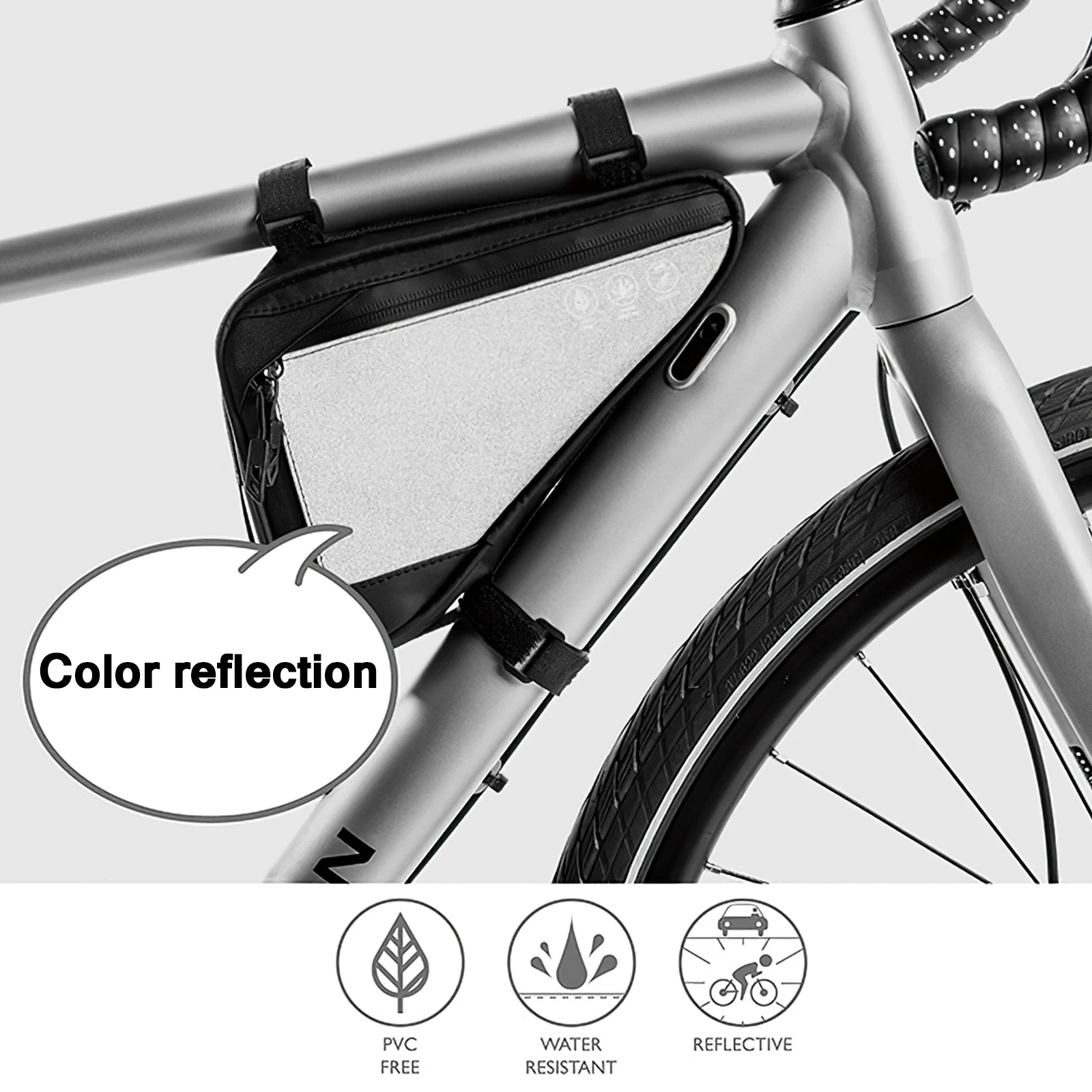 Bicicleta à prova dwaterproof água reflexivo triângulo quadro saco de armazenamento triângulo bicicleta universal grande capacidade frente tubo bolsa sela