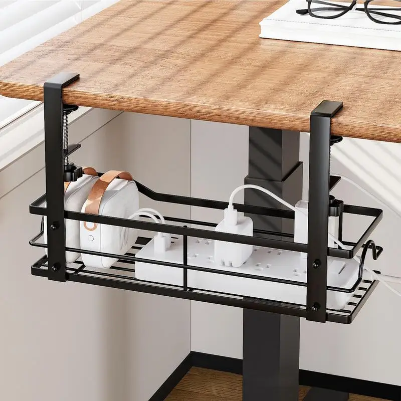 

Cable Management Under Desk Cord Tray Space-Saving Cord Organizer Extended Wire Storage Basket For Home Room Computer