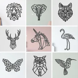 Unicorn Lion Elephant Deer Geometric Line Wall Mirror Stickers Kids Room Decal Gold Silver Black Hollow Acrylic Home Wallpaper