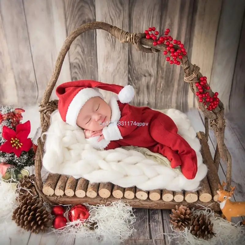 Rekwizyty fotograficzne dla niemowląt Kostium na Boże Narodzenie Czapka Świętego Mikołaja Kostium fotograficzny dla dzieci do na