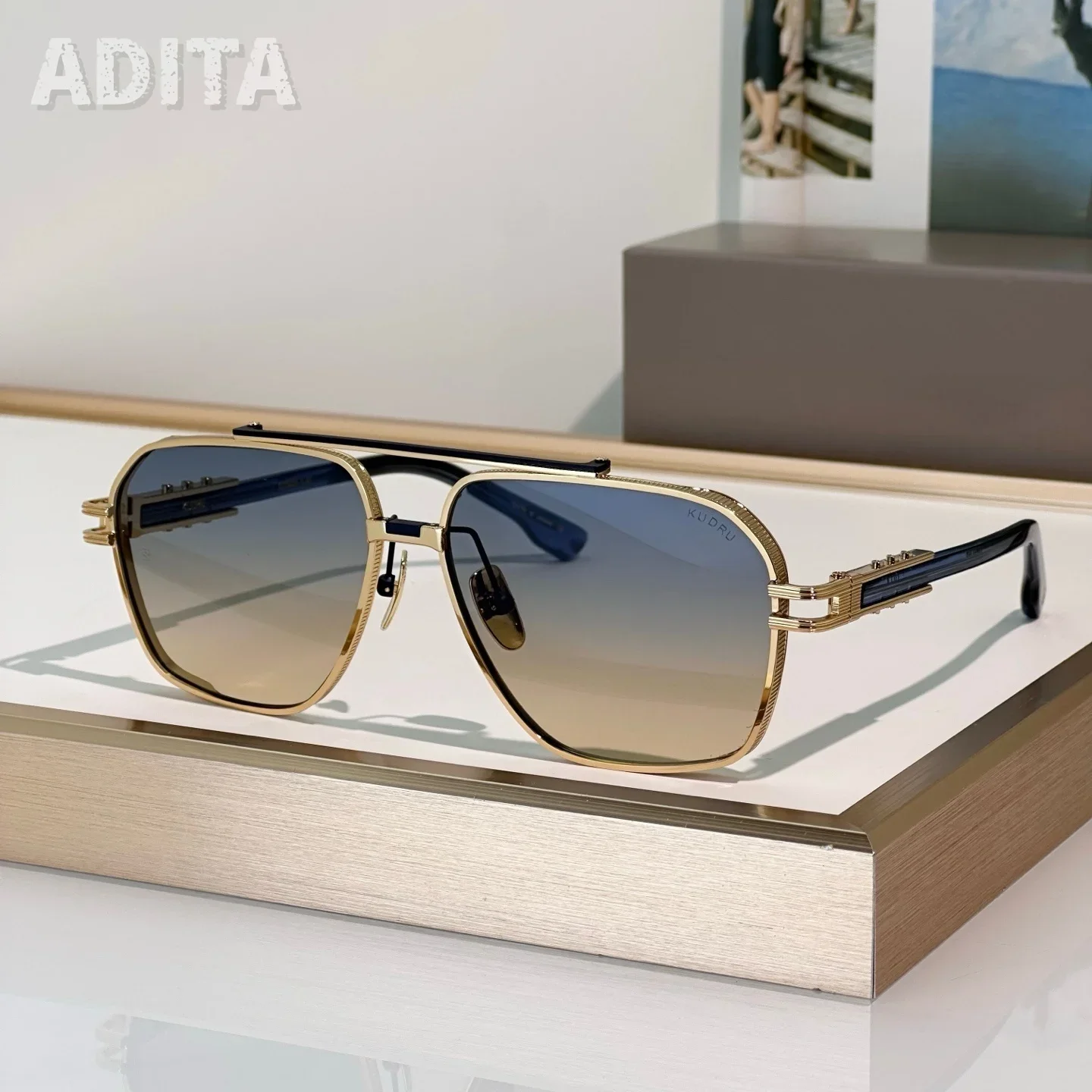 

DT KUDRU 61-14 Top Quality Mens Sunglasses for Women Retro Trend Luxury Acetate Titanium Designer Sunglasses