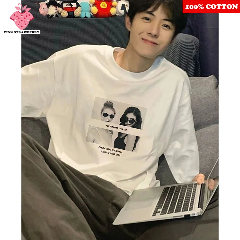 

ins American Character Print T-shirt Women Autumn 2025 New 100% Cotton Loose Casual long sleeves T-shirt Top Y2k Female clothing