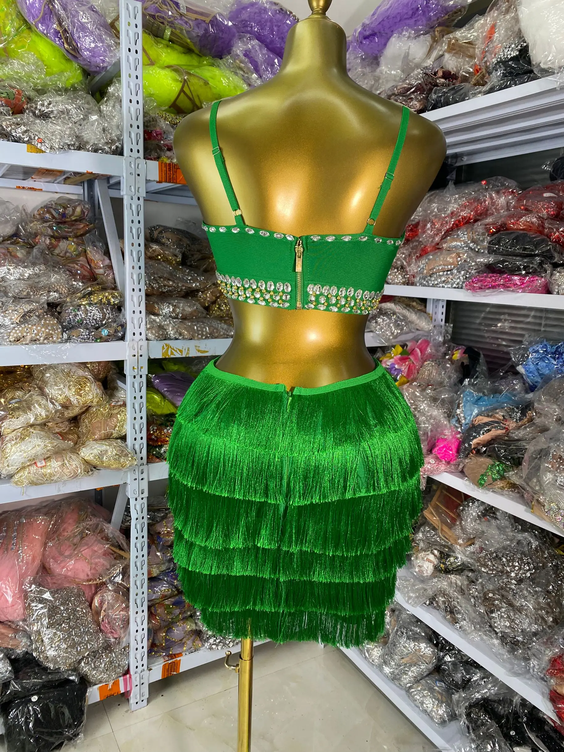 Mulheres sexy cinta de espaguete cortar cristal bordado borla bodycon mini curto vestido de uma peça noite clube festa vestido musical