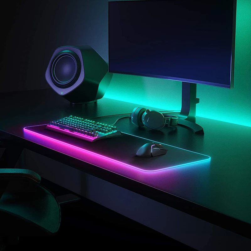 Imagem -06 - Diy Rgb Mouse Pad Personalizado Preto Led Mousepad com Todo Branco Escritório Gaming Desk Mat com Backlit pc Gamer Computador Laptop Pads Mat