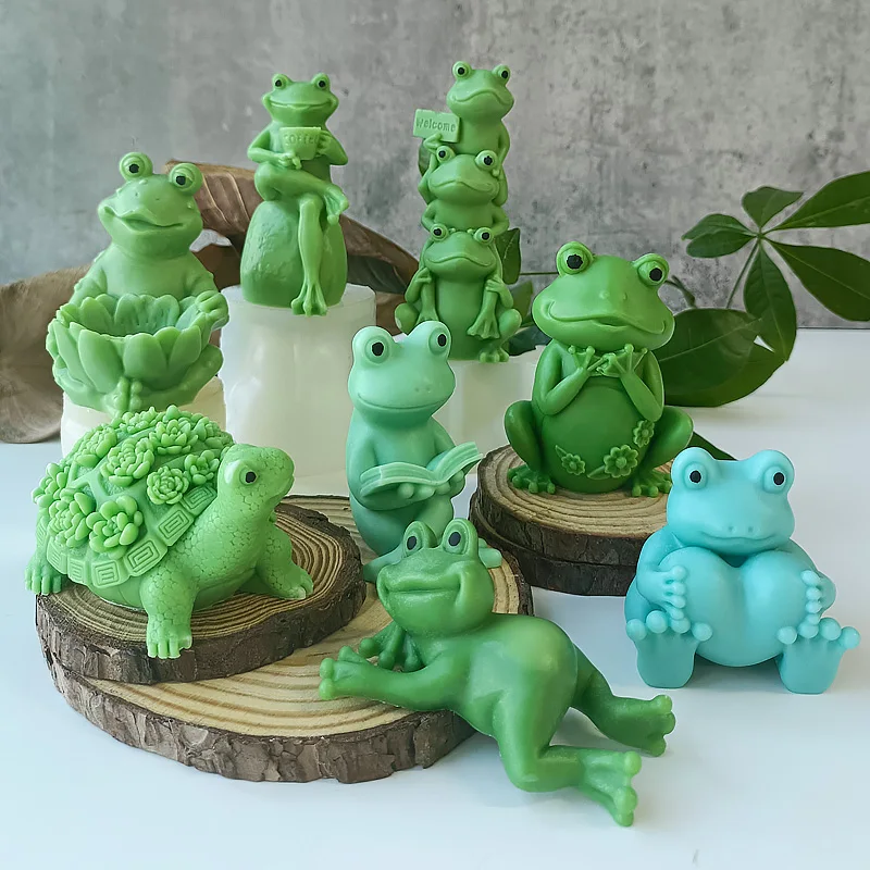 3D Cartoon Frog Candle Mold  Aroma Plaster Ornaments Molds Handmade Silicone Candle Making Supplies