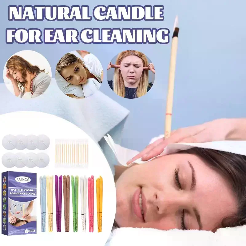 Horn-shaped Ear Candles (16 Ear candles+8 Gaskets ),Personal Ear Care Discs, Ear Candle Pad Trays