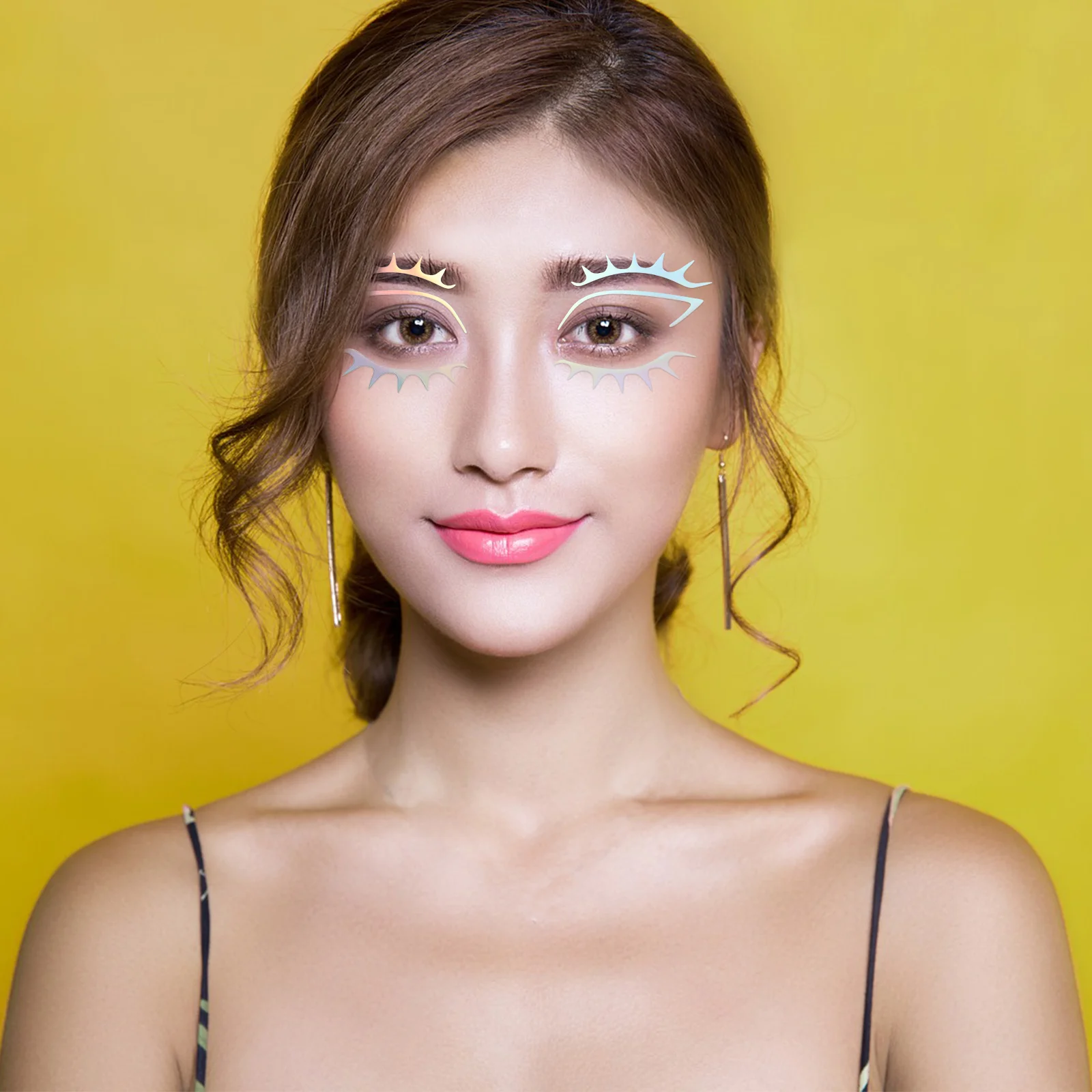 6 Pcs Face Decals Iridescent Eyeliner Stickers Temporary Tattoos Shadow Transfer Glue