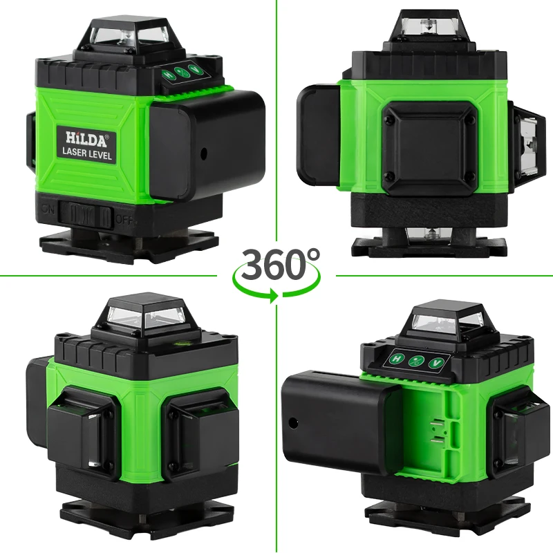 HILDA 4D 16 Lines Laser Green Beam Level Level Self-Leveling 360 Horizontal And Vertical Cross Super Powerful Green Laser Level