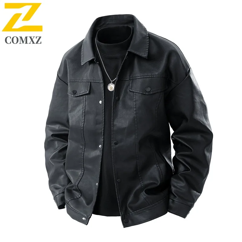 

COMXZ удобная свободная модная ветровка Chaqueta с несколькими карманами для кемпинга и работы, устойчивая к царапинам кожаная куртка, мужская одежда