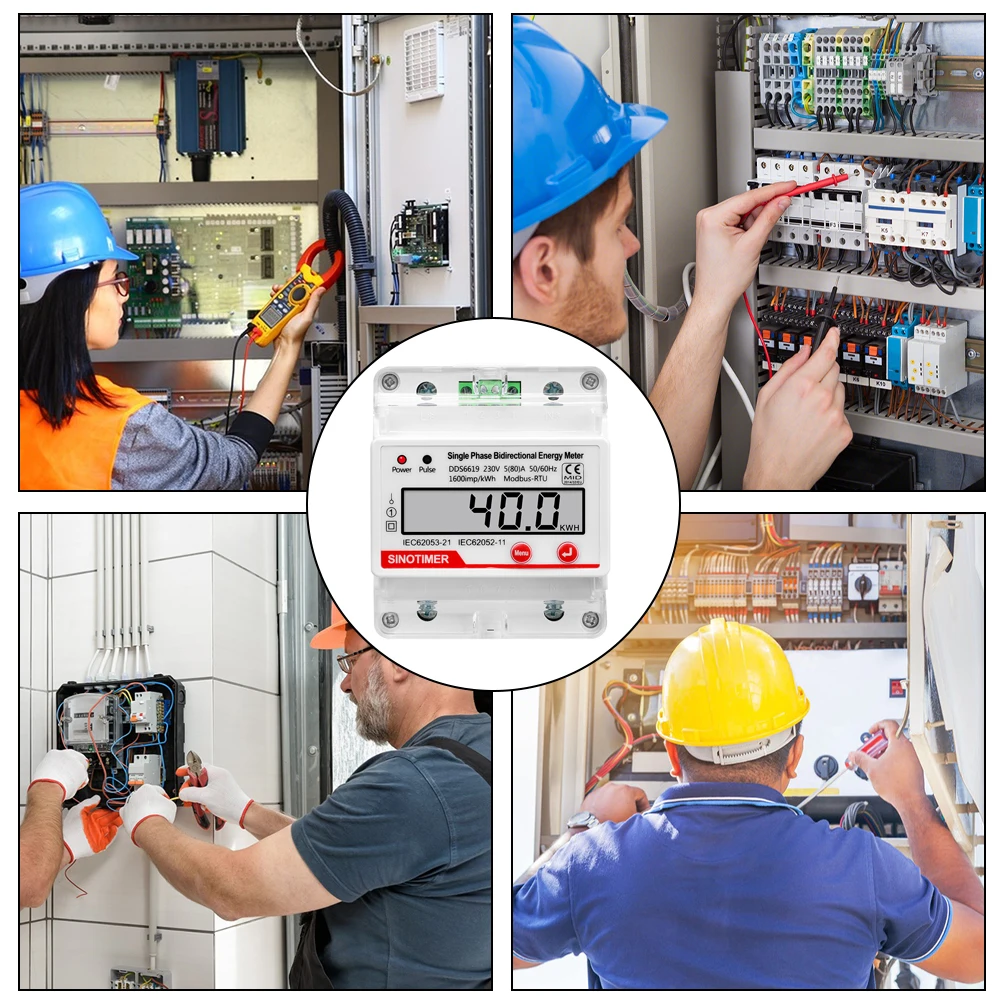 Diin Rail 230V jednofazowy dwukierunkowy licznik energii Monitor poboru mocy kWh watomierz 80A 50Hz 60Hz LCD