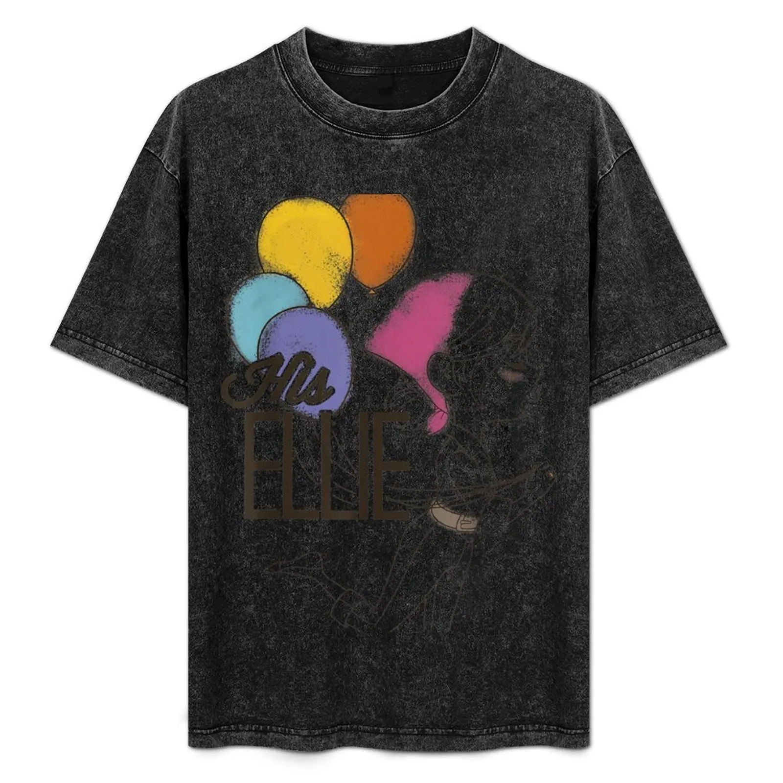 

Up His Ellie Balloons Sketch Graphic T-Shirt summer top street wear hippie clothes mens funny t shirts