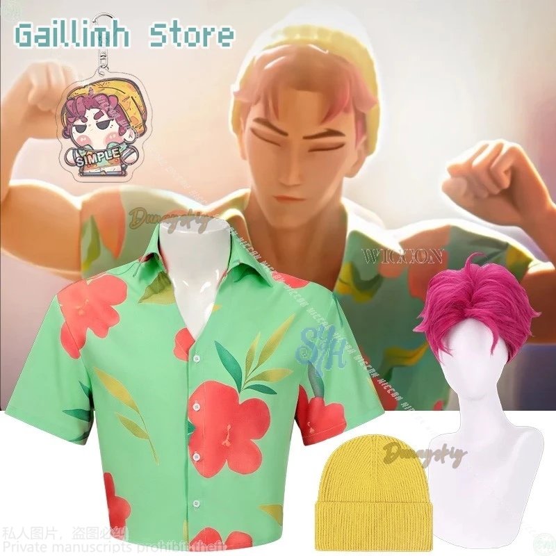 

Аниме фильм Kpop Demon косплей Suda Pop сценическая форма ABBY Saja Boys зеленая рубашка с гавайским узором Корея мальчики группа Хэллоуин Cos