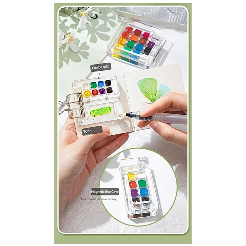 Travel Ready Paint Palette Bundle, Mini Travel Paint Palette Acrylic, Travel Paint Palette Mini With Binder Clips