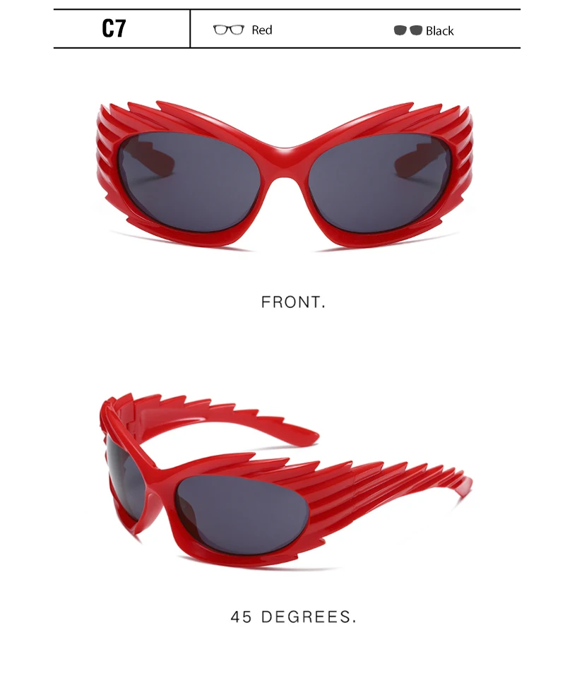 CRIXALIS Y2k Wrap Runde Goggle Männer Sonnenbrille 2025, Mode Sport Sonnenbrille Frauen Brillen Trendy Marke Design Shades UV400 – Detail 15