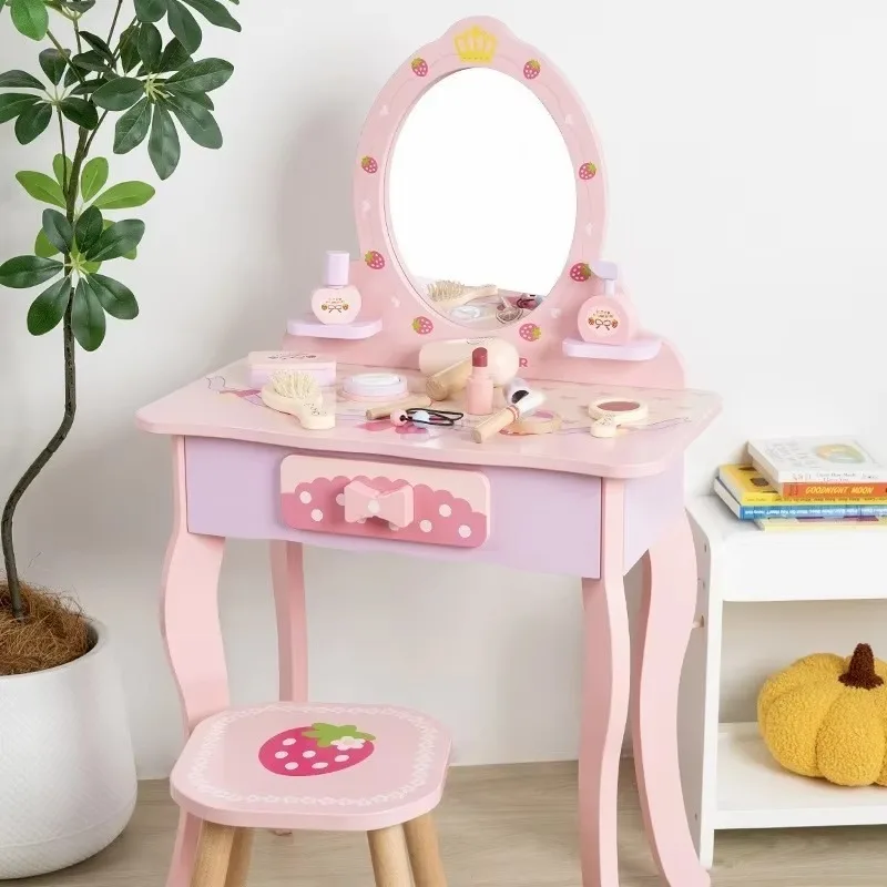 Pink Wooden Baby Role Play Child Safety Seat Angle Adjuster Dressing Table Compatible Adjustable Regulator for Infant Car