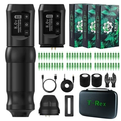 T-Rex Wireless Tattoo Machine Kit 4.0mm Stroke Coreless Motor Rotating Tattoo Pen Kit with 1800mAh Battery Pack RCA Adapter