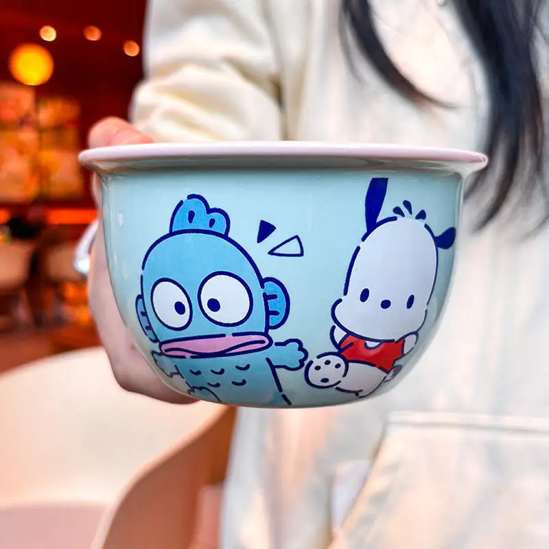 Sanrio 4pcs Cute Cartoon Anime Kuromi Ceramic Bowl Household Children Noodles Salad Rice Bowls Kitchenware Student Birthday Gift