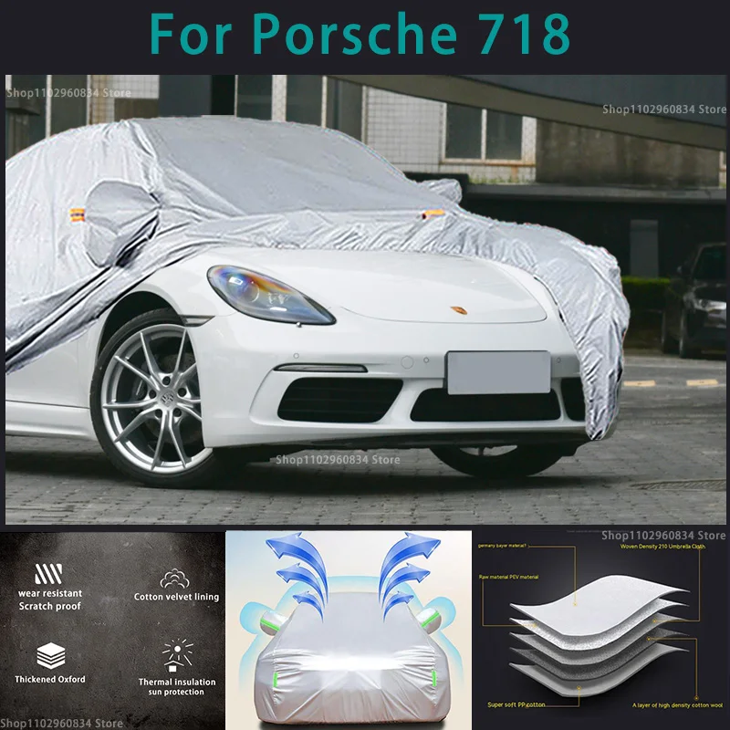 

For Porsche 718 210T Full Car Covers Outdoor Sun uv protection Dust Snow Protective Anti Hail And Storm Auto Protective cover