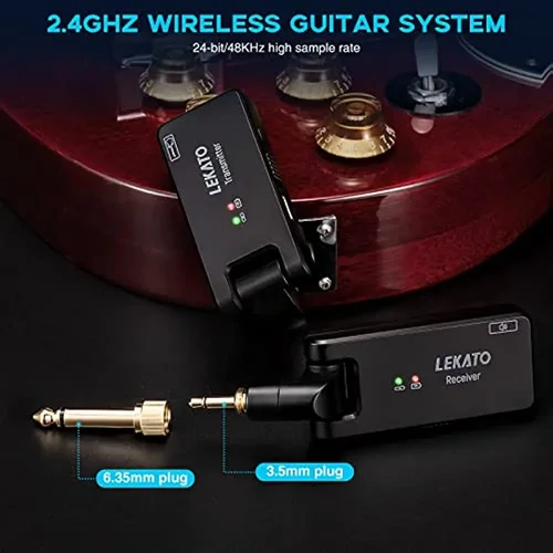 Lekato Ws-100 recargable de 2,4 Ghz, sistema de guitarra inalámbrico, juego Tx/rx con latencia cero para escenario y estudio en vivo