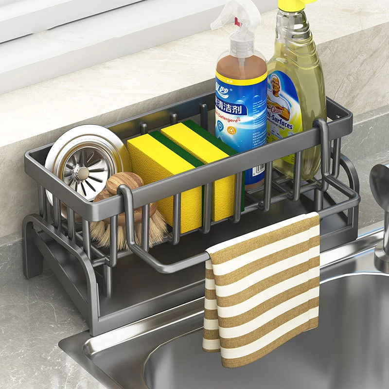 Kitchen Stainless Steel Sink Drain Rack Sponge Storage Faucet Holder Soap Drainer Towel Rack Shelf Organizer Kitchen Accessories