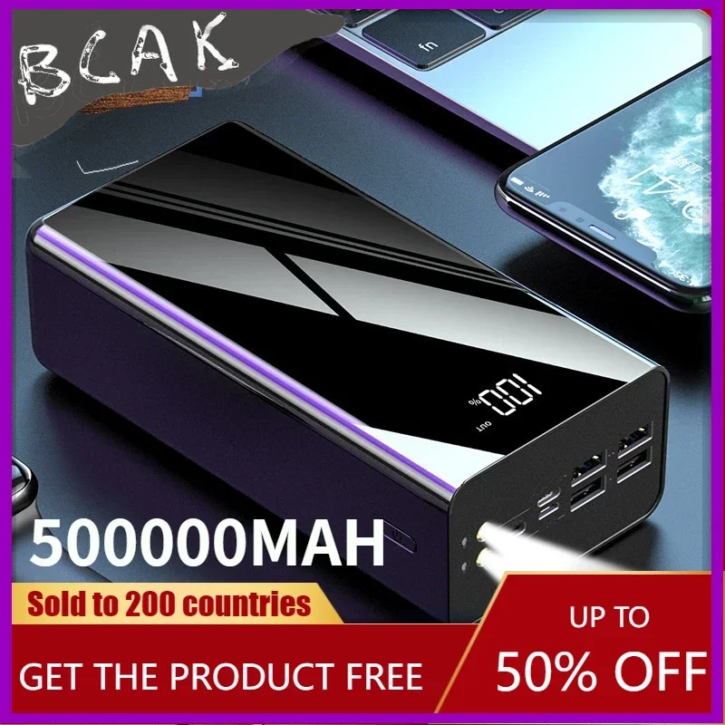 Hot New Style BCAK 50000 MAh 100000 MAh  Factory Wholesale Ultra-large Capacity New Style Power Bank 2A Fast Charging Customized