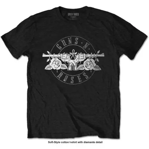 Guns n' Roses Diamante Logo Official Tee T-Shirt Mens Unisex