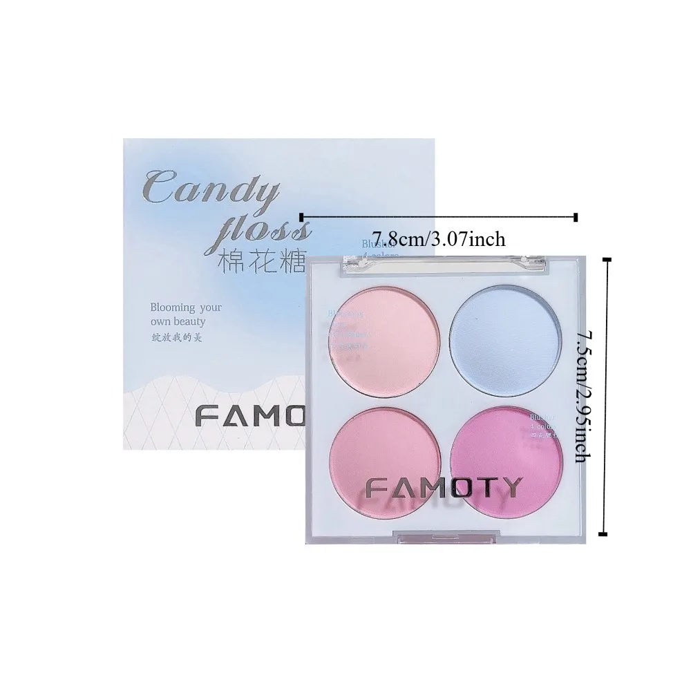 Palette di fard in polvere a lunga durata a 4 colori, compatto, opaco, per il viso, fard in crema portatile a basso saturo, strumento per il trucco