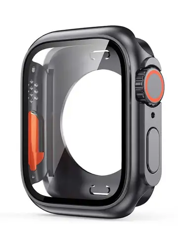 Change To Ultra Full Protector Case for Apple Watch 45 46 44mm Tempered Glass Screen Protector for IWatch Series 10 9 8 7 6 SE 5
