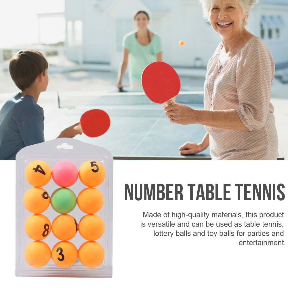 12PCS Color Number Table Tennis Professional Ping-Pong Ball Numbered Beer Pong Raffle Ball For Table Tennis Training Games 40MM