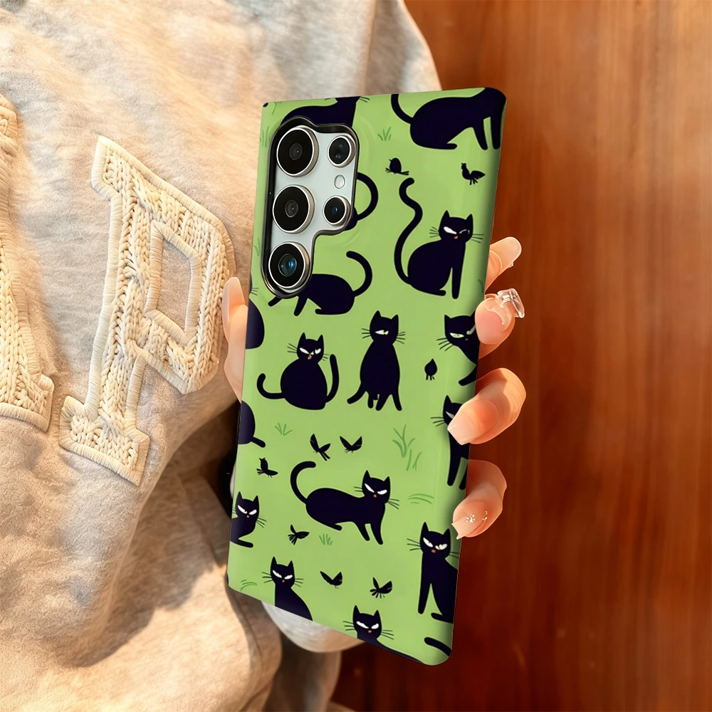 حافظة هاتف Cat Squad لهاتف Samsung Galaxy S25 Ultra S24 S23 Ultra Plus غطاء خلفي بطبقة مزدوجة مقاوم للصدمات