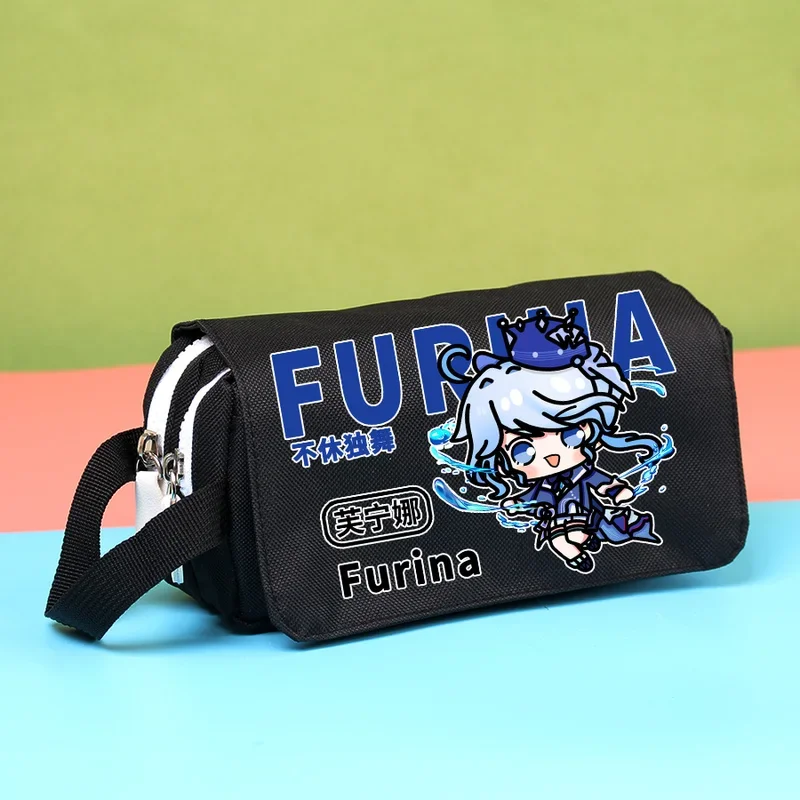 Anime Genshin Impact Pencil Box, Wriothesley Tartaglia, Material Escolar Keqing, Armazenamento de papelaria, Cosplay Case, Pen Bag