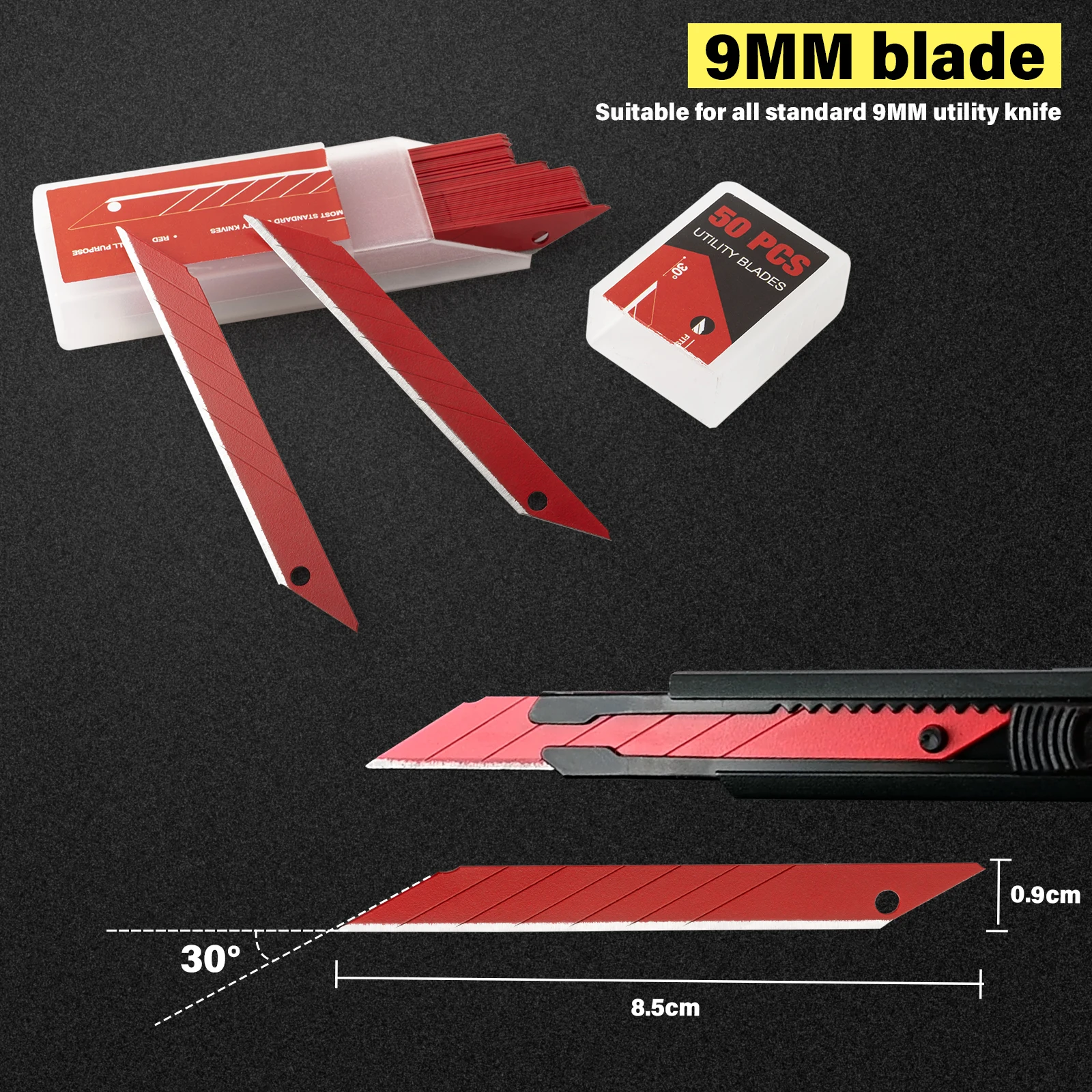 EHDIS 50/100pcs 30 Degree Snap Off Replacement Blades Utility Knife Cutter Spare Blade Car Wrap Vinyl Film Engrave Cutting Tools