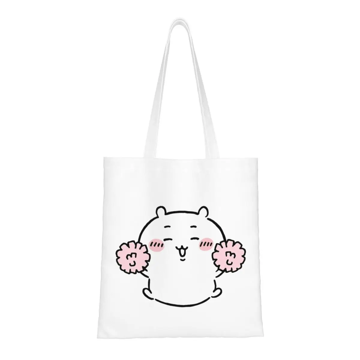 

Chiikawa Cheerful Flower Tote Bags Women Handbag Canvas College Shoulder Bag Printed Grocery Bag