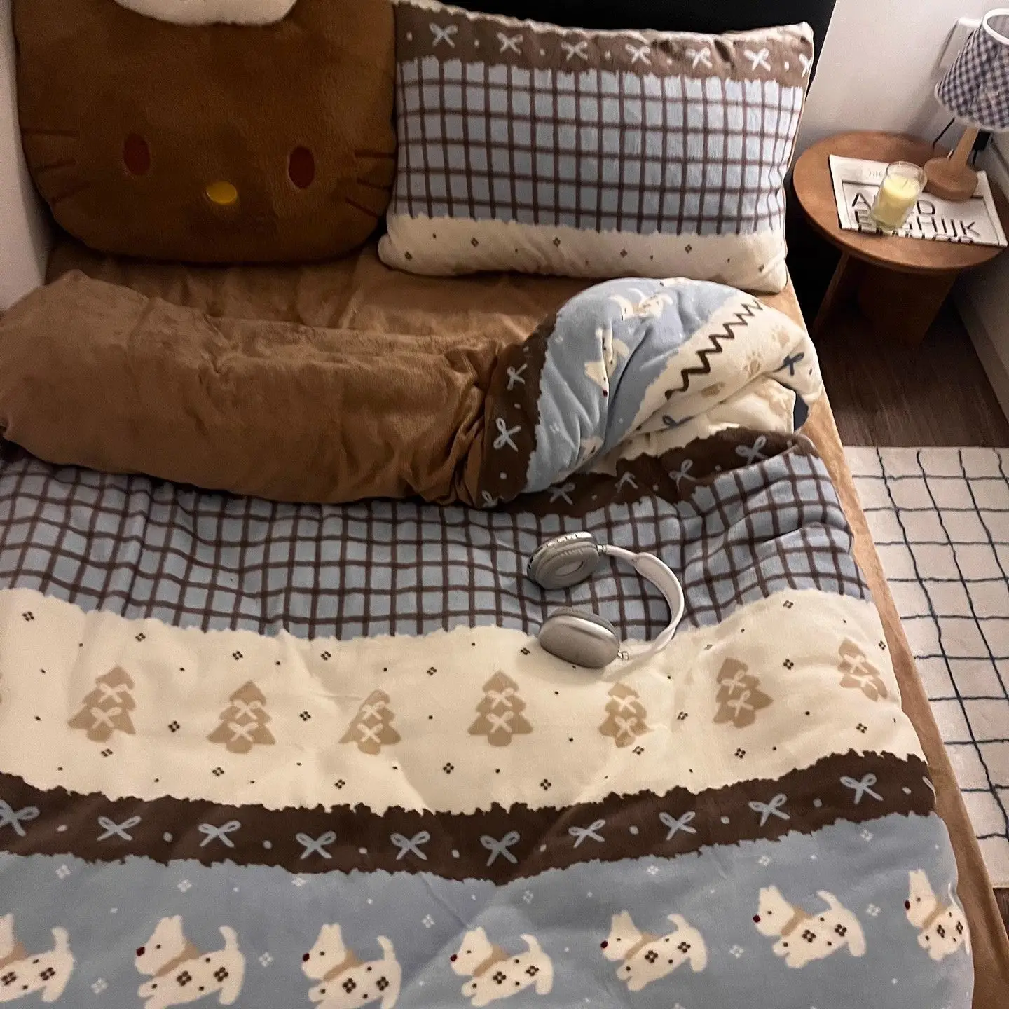 Winter Warm Cartoon Bedding Set Milk Fleece Bed Sheets 4pcs Set Double-sided Coral Flannel Dormitory Thickened Bed Cover