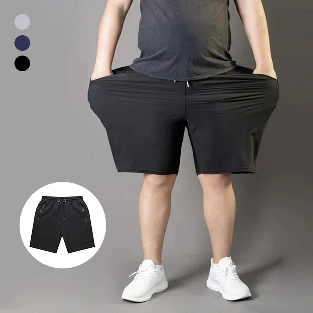 Solid-Color Zipper Pockets Loose Beach Shorts High Elasticity Washable Pants For Fitness Gym Wear