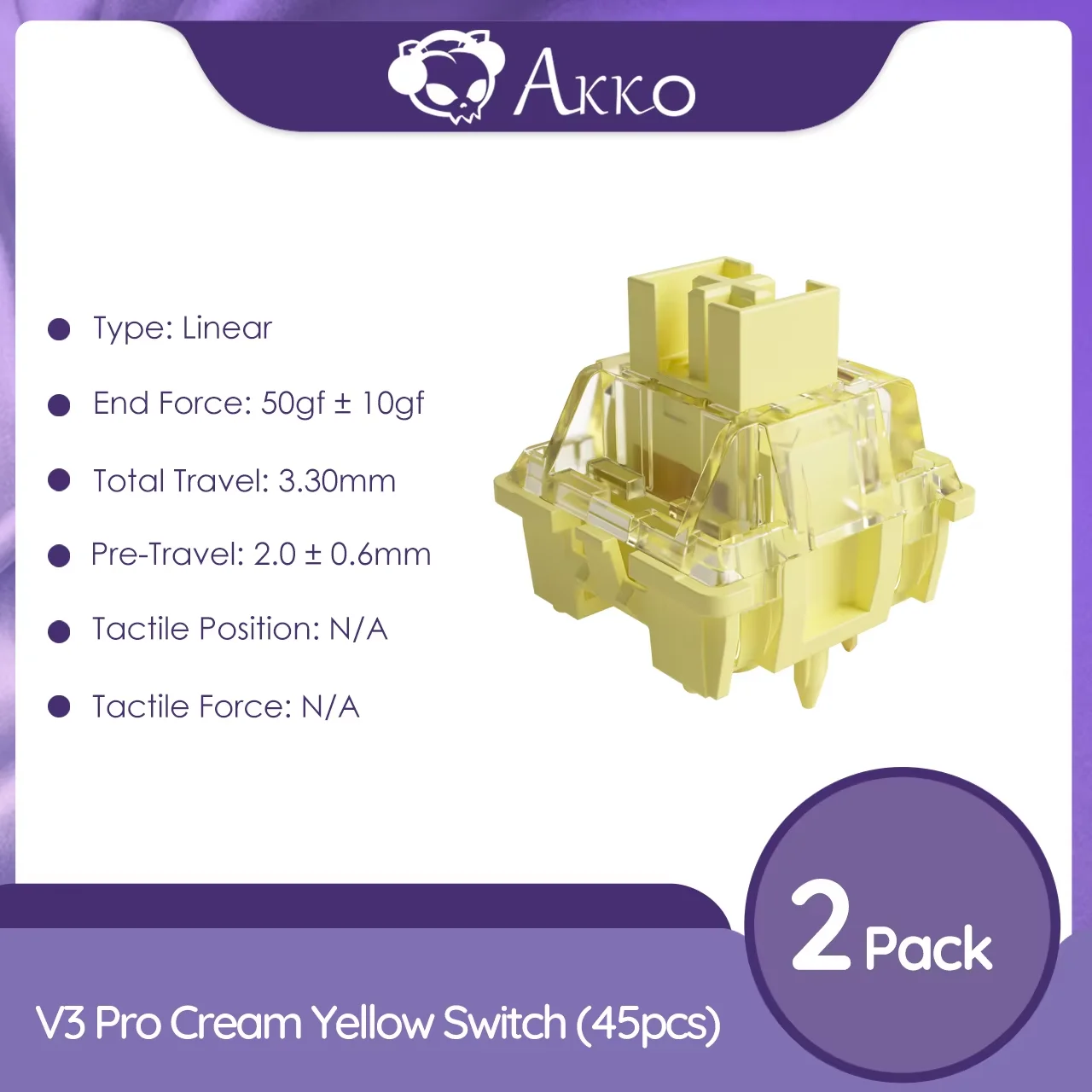 Akko V3 pro Cream Yellow Switch 5 Pin 50gf Linear Switch with