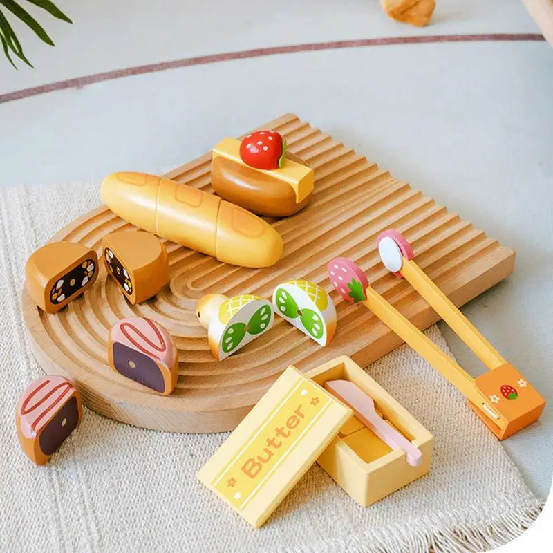 3D Holz schneiden Brot und Kuchen so tun, als würden sie Spielzeug spielen frühes pädagogisches Indoor-Spiel Essen Spielzeug Geburtstags geschenk für Kinder