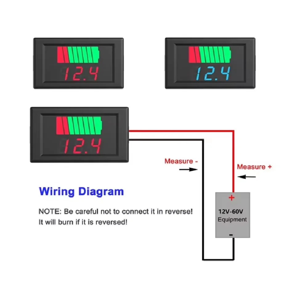 12V 24V 36V 48V 60V Indicatore del livello di carica della batteria per auto Misuratore di capacità della batteria al litio Tester Display LED Tester Voltmetro