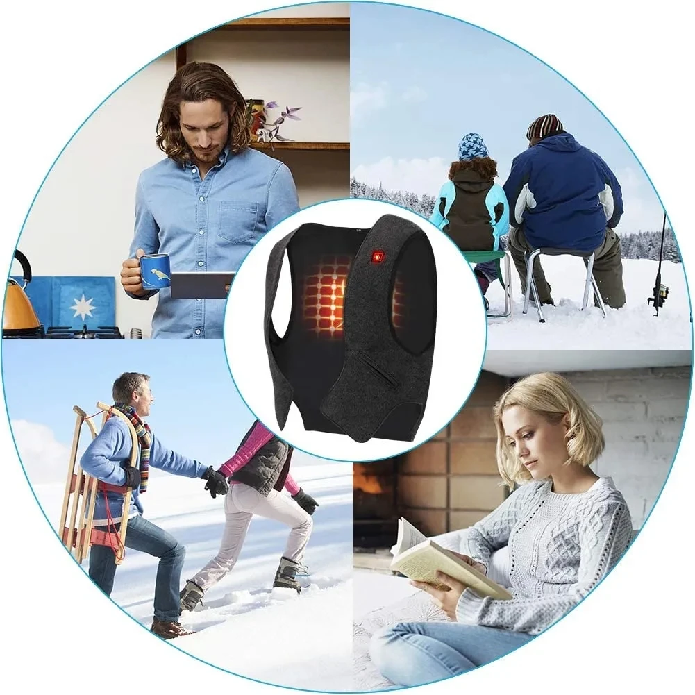 الرجال الخريف والشتاء عالية الجودة ساخنة سترة تسخين كهربائي جاكيتات الرجال الجرافين معطف الحرارة USB التدفئة وسادة مبطنة #5