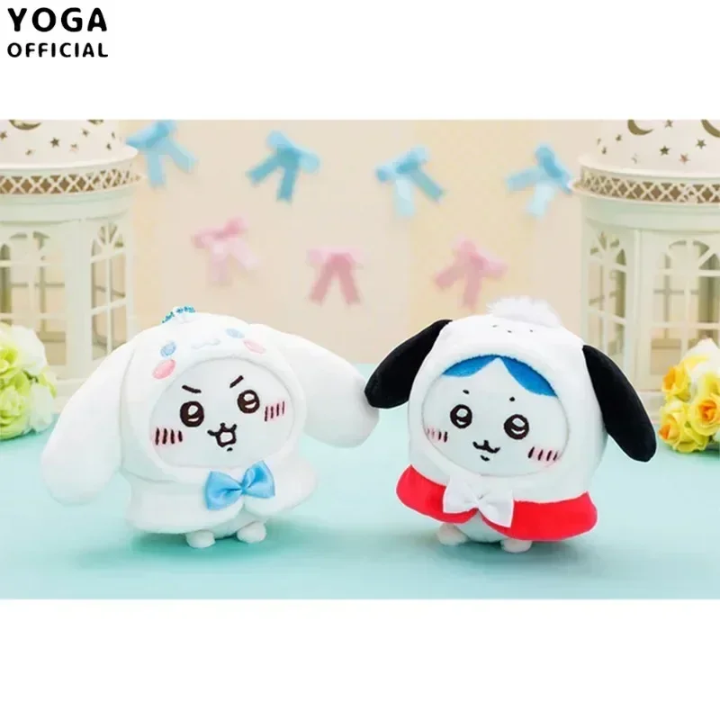 Anime Kawaii Hachiware Chikawa Usagi Crossdressing Cinnamoroll Pachacco Plush Doll Pendant Cartoon Bag Keychain Decoration Gift