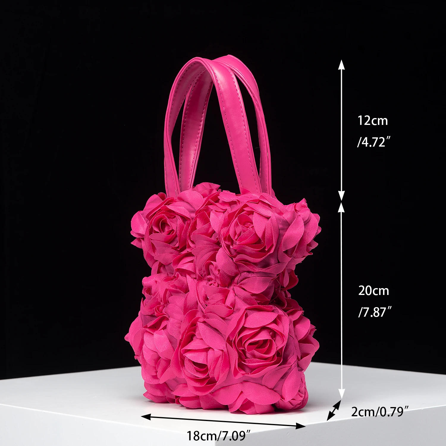 Elegant rose flower mini handbag, Wedding party dinner bag, bridal bag, suitable for ladies gifts (random pattern)