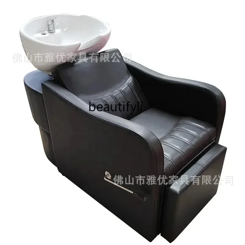 

Yh29 Hair salon shampoo bed, special semi-reclining hair salon flush bed, ceramic basin shampoo bed