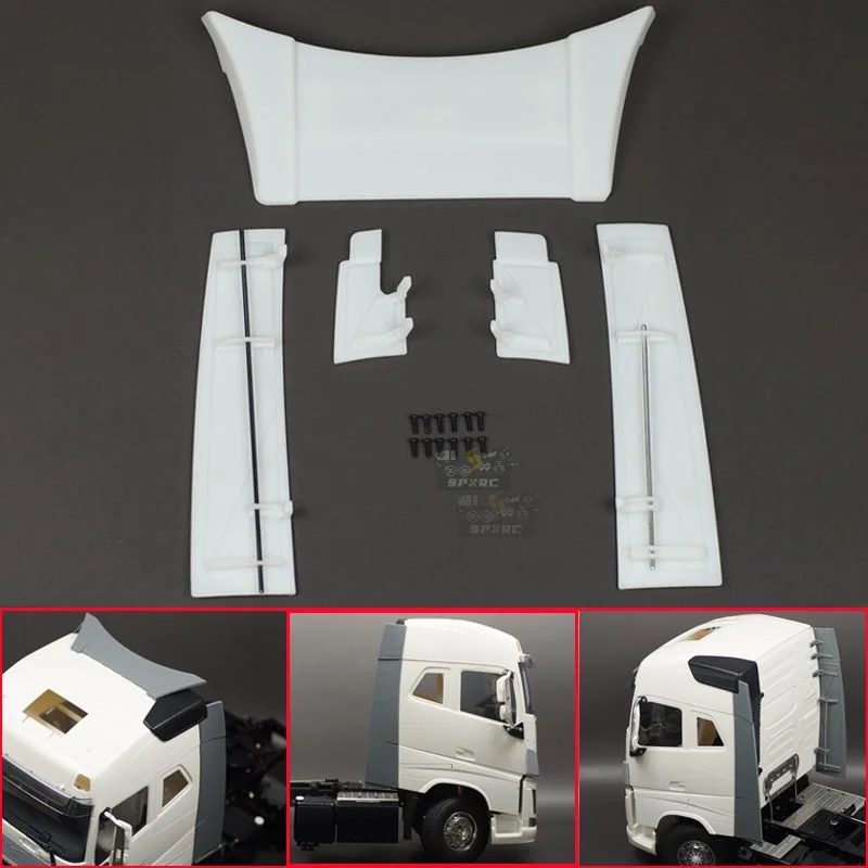 Kit spoiler tetto alto simulazione scala 1:14 per Tamiya RC camion ribaltabile VOLVO FH16 750 56360 auto giocattolo fai da te