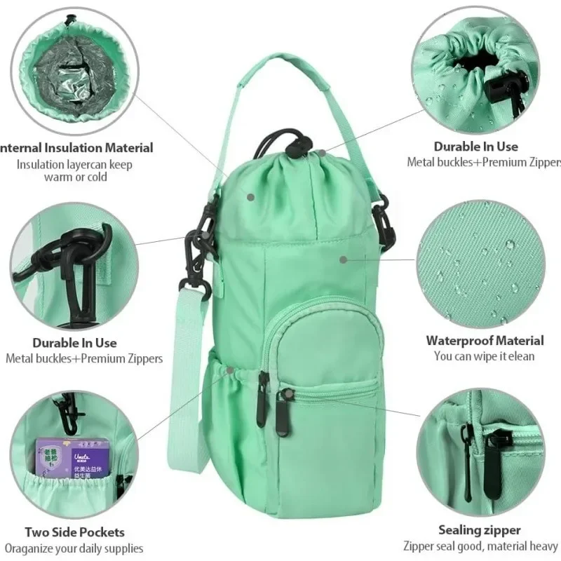 

Hands-Free Water Bottle Bag - Insulated Crossbody Sling Carrier for Thermal Cups, Gym & Outdoor Use