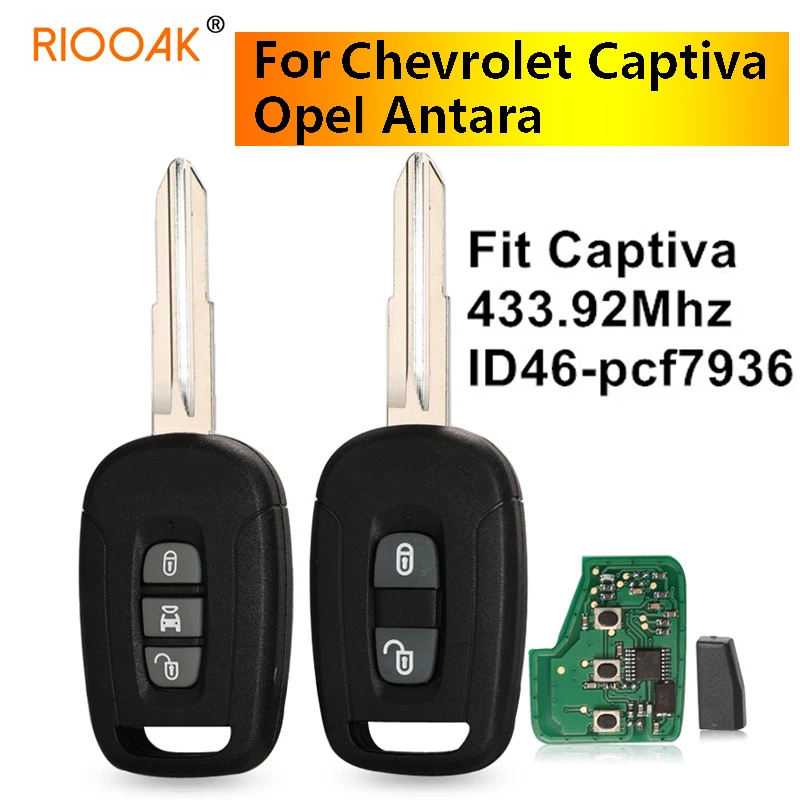 

2/3 Buttons ID46 pcf7936 Chip Auto Keyless Fob with ID46 Chip Car Remote Key Control 433Mhz for Chevrolet Captiva Opel Antara