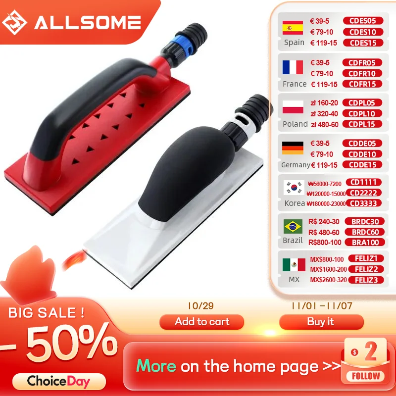 

Блок для ручного извлечения пыли ALLSOME, абразивный инструмент HT2809-2810