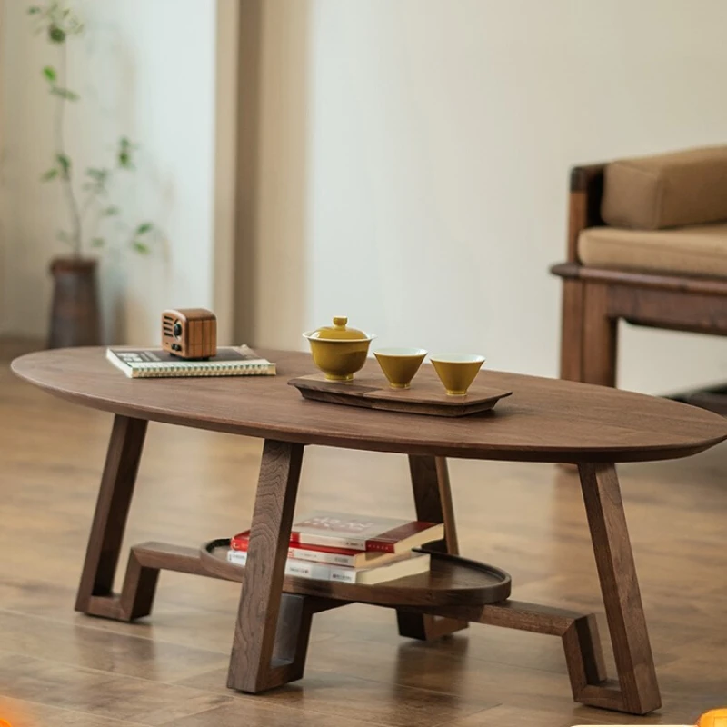 

New Chinese style North American black walnut coffee round table tea table household