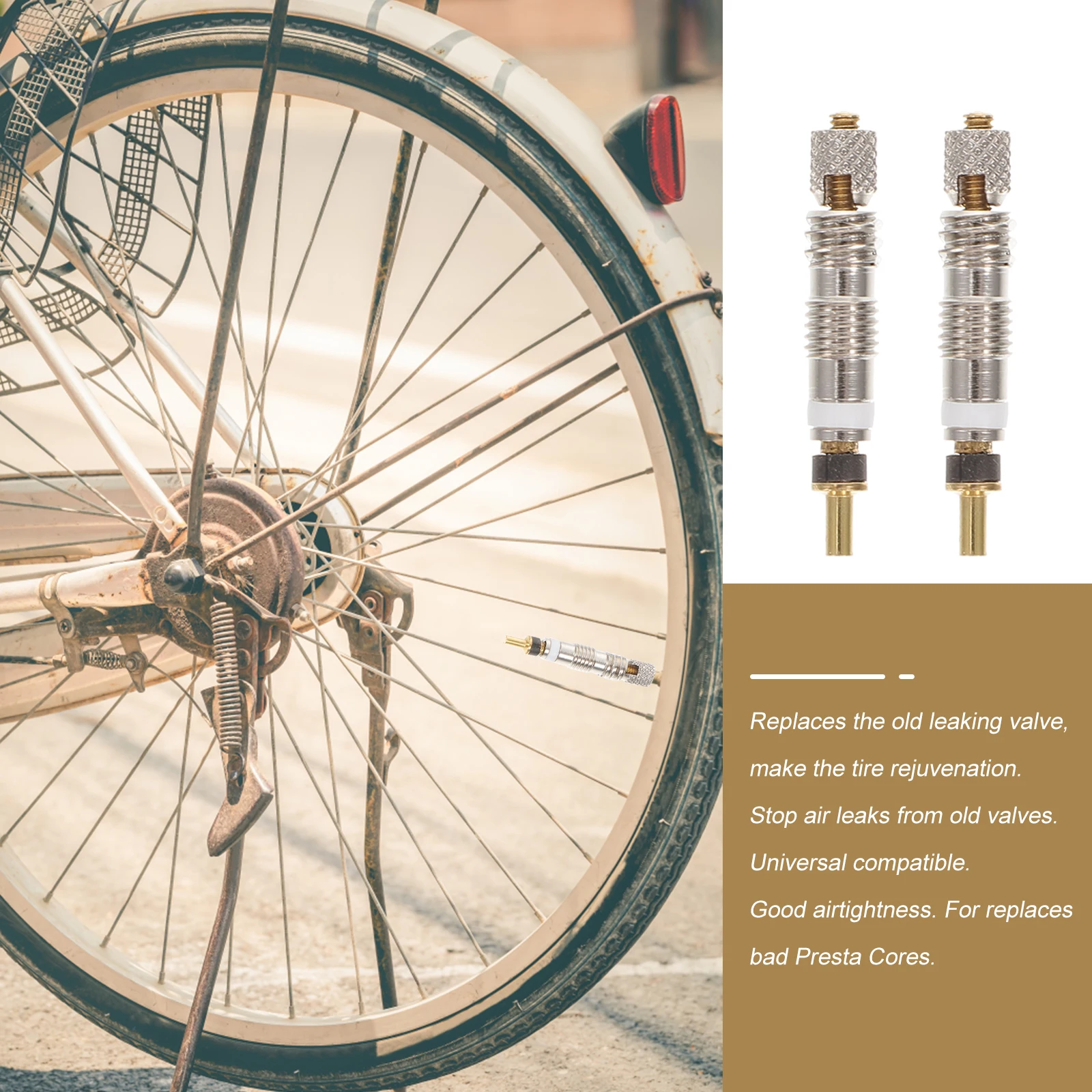 

10Pcs Style Tire Valve Cores Copper Nickel Plated Replacement Stop Leak Durable Airtight Tubeless Road Bike Core